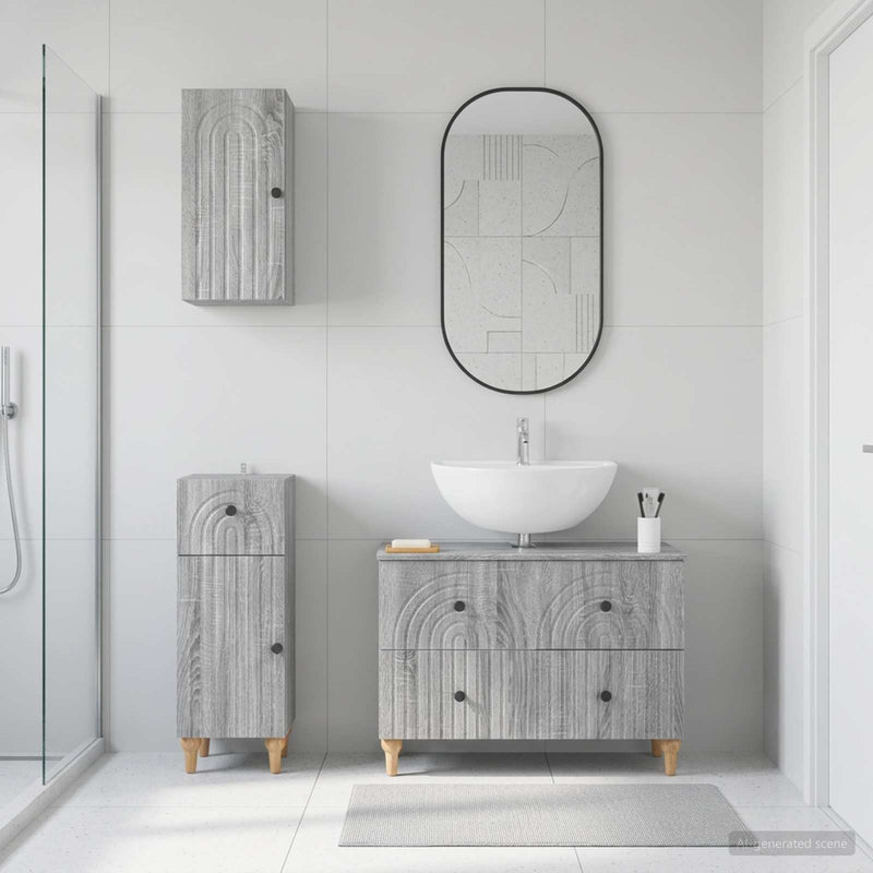 Set de cabinet pentru baie cu 3 piese ALKMAAR Sonoma gri