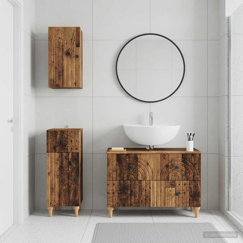 Set de cabinet pentru baie cu 3 piese ALKMAAR Lemn vechi