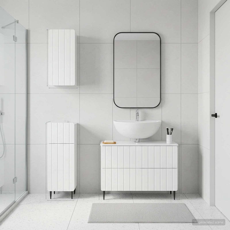 Set de cabinet pentru baie cu 3 piese ZWOLLE Alb foarte lucios