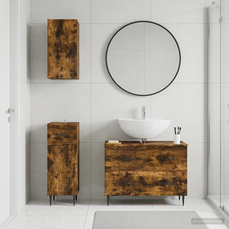 Set de cabinet pentru baie cu 3 piese HAARLEM Stejar fumuriu