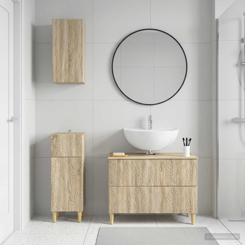 Set de cabinet pentru baie cu 3 piese DELFT Stejar Sonoma