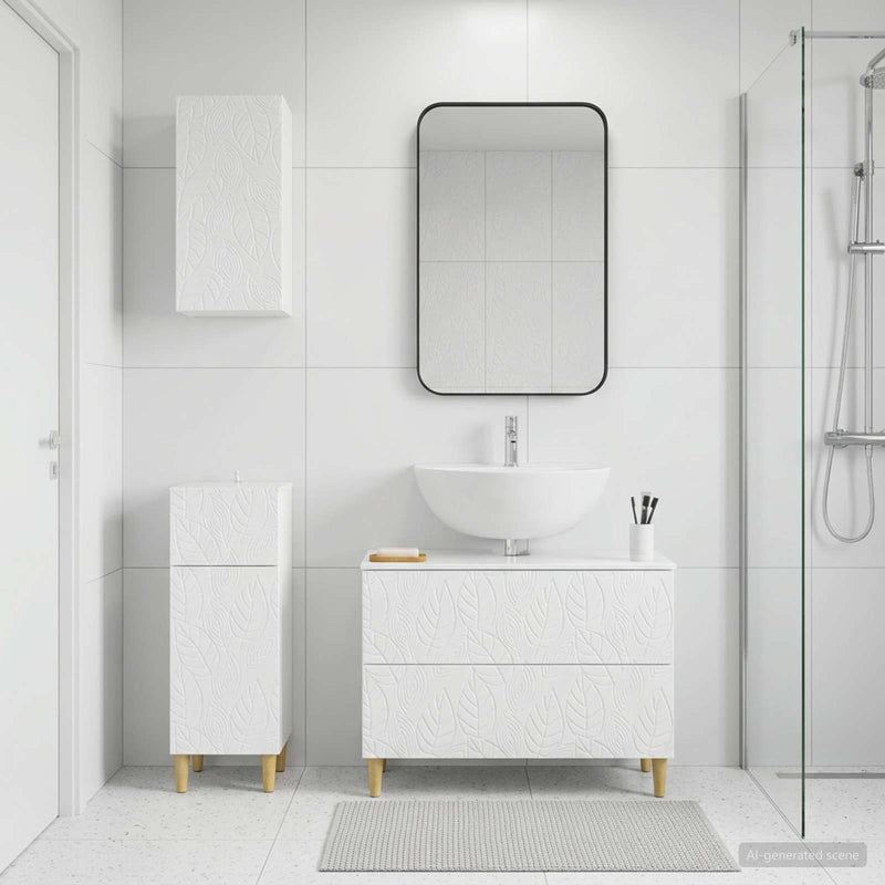 Set de cabinet pentru baie cu 3 piese DELFT Alb foarte lucios