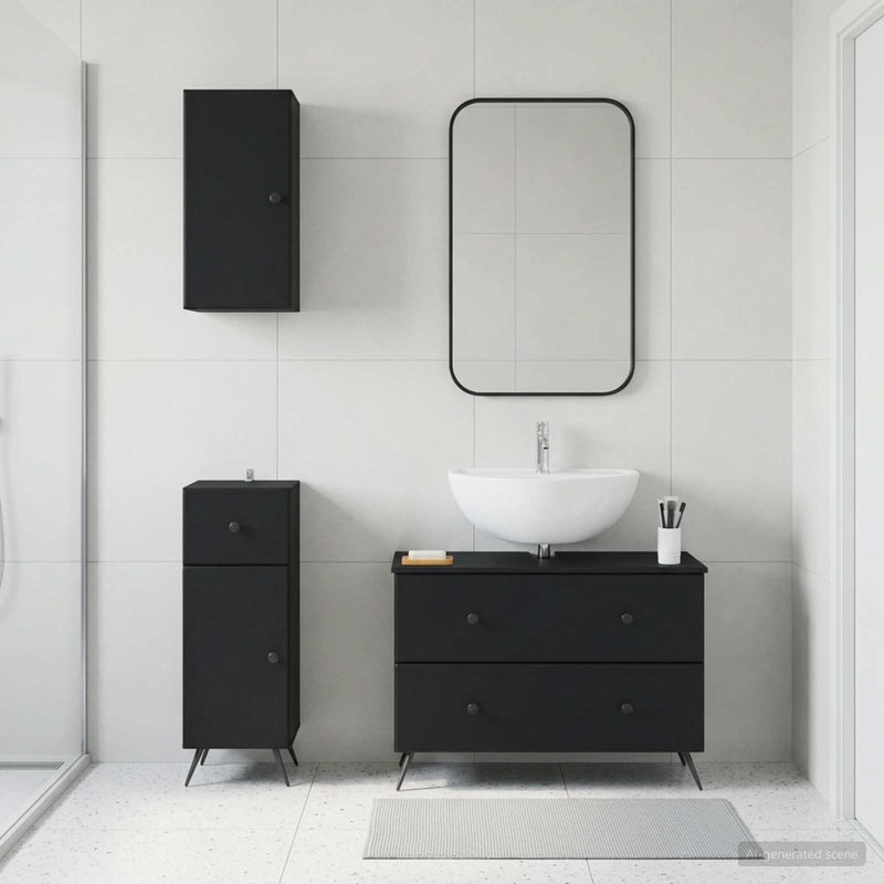 Set de cabinet pentru baie cu 3 piese BREDA Negru