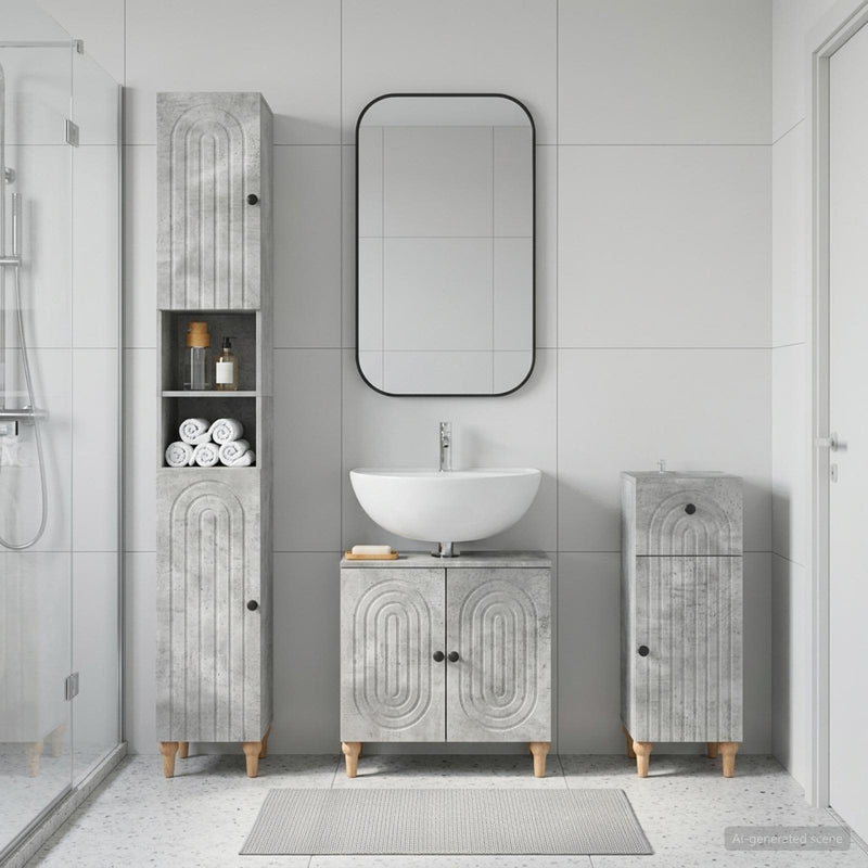 Set de cabinet pentru baie cu 3 piese ALKMAAR Lemn prelucrat