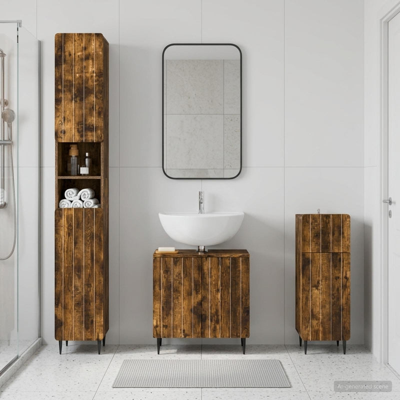 Set de cabinet pentru baie cu 3 piese ZWOLLE Lemn prelucrat