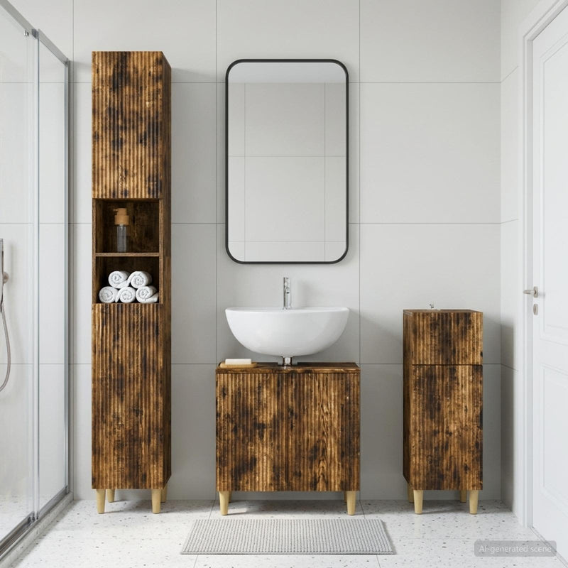 Set de cabinet pentru baie cu 3 piese ARNHEM Lemn prelucrat