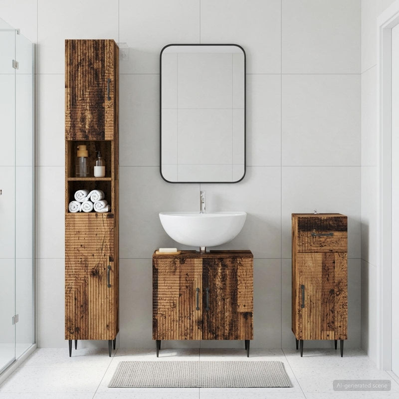 Set de cabinet pentru baie cu 3 piese HAARLEM Lemn prelucrat