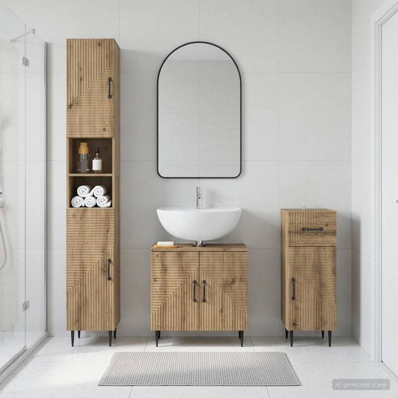 Set de cabinet pentru baie cu 3 piese HAARLEM Lemn prelucrat