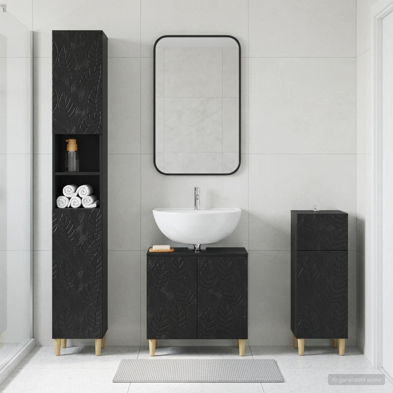 Set de cabinet pentru baie cu 3 piese DELFT Lemn prelucrat