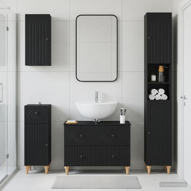 Set de dulapuri pentru baie, 4 piese ALKMAAR Negru