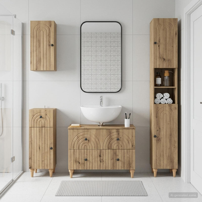 Set de dulapuri pentru baie, 4 piese ALKMAAR Stejar Artizanal