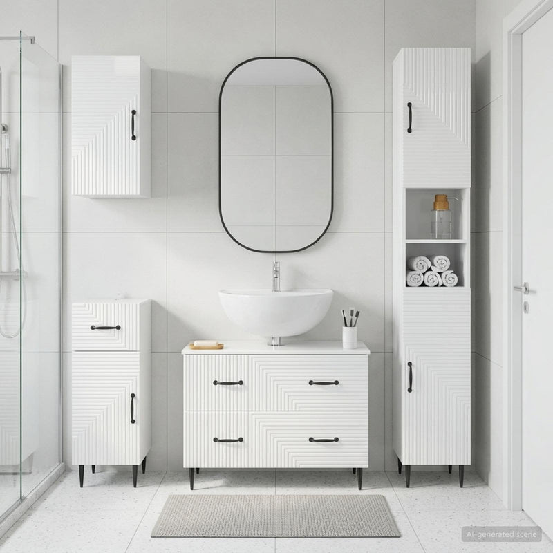 Set de dulapuri pentru baie, 4 piese HAARLEM Alb foarte lucios