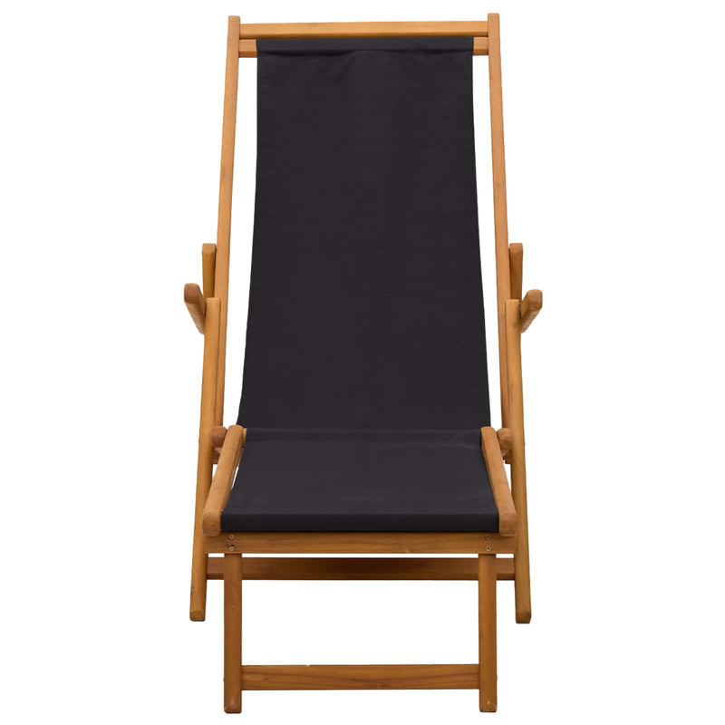 Șezlong pliabil 2 pcs 3 Poziție Lemn de eucalipt masiv Negru
