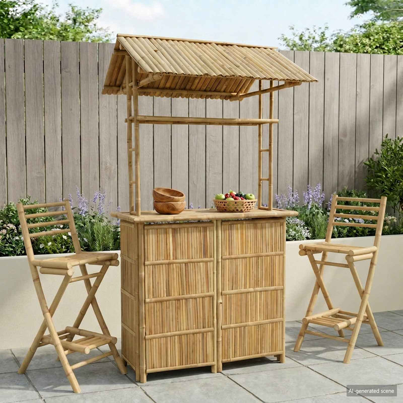 Masă de bar exterioară natural 115 x 95 x 214 cm Bambus