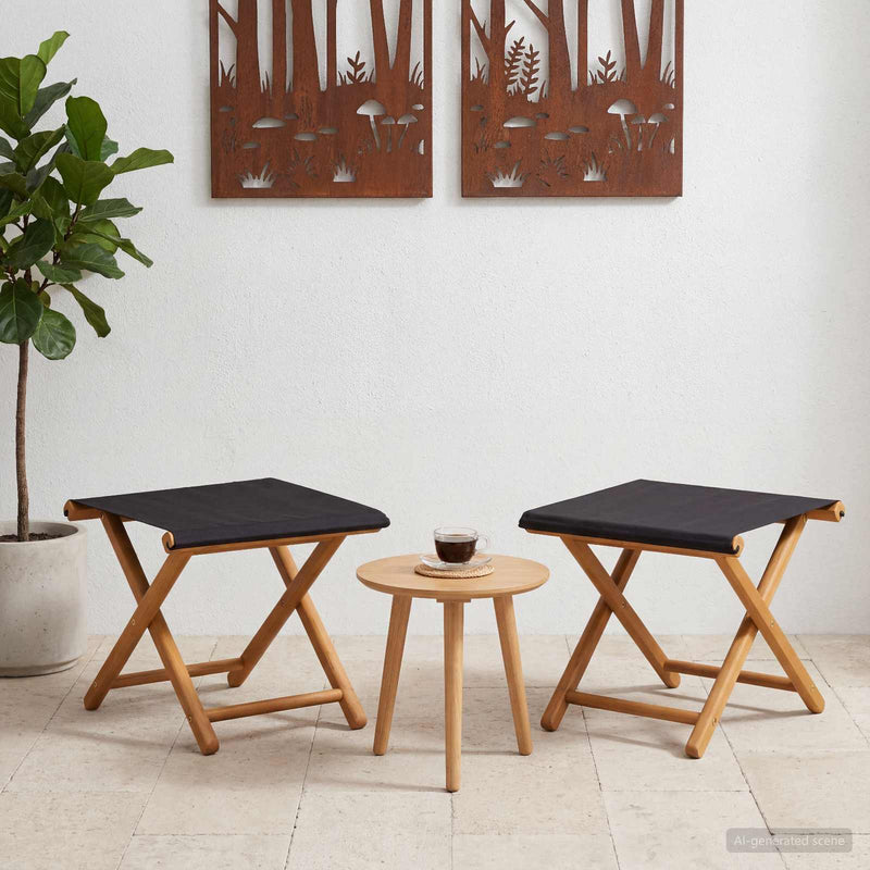 Scaun de plajă 2 pcs Lemn de eucalipt masiv Negru