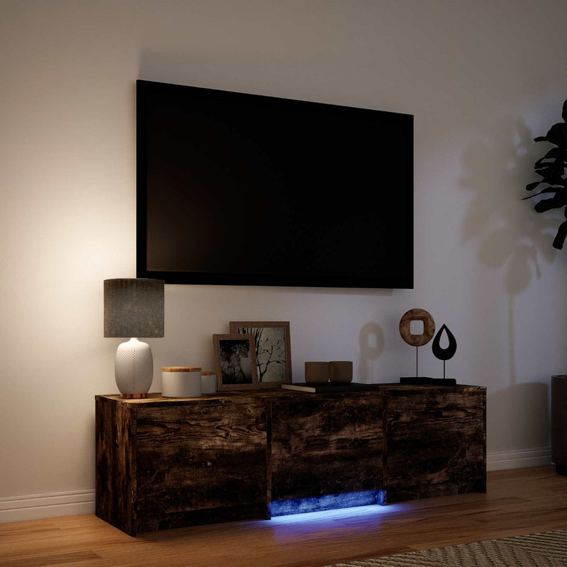 Mobilier TV cu LED 140 x 34 x 40 cm Stejar Afumat