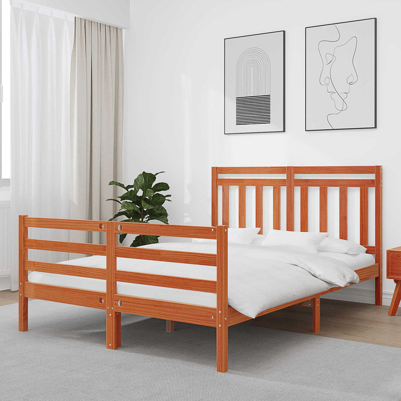 Cadru de pat cu headboard Maroniu cerat 140 x 188 cm