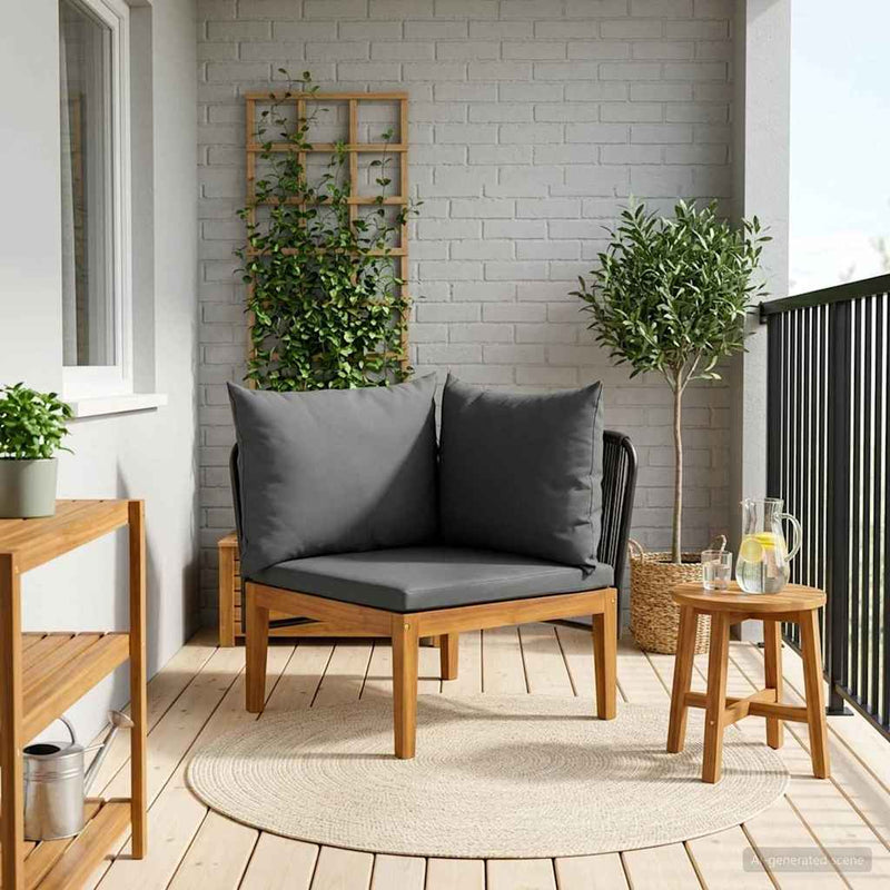 Sofa de grădină colțar cu perne natural