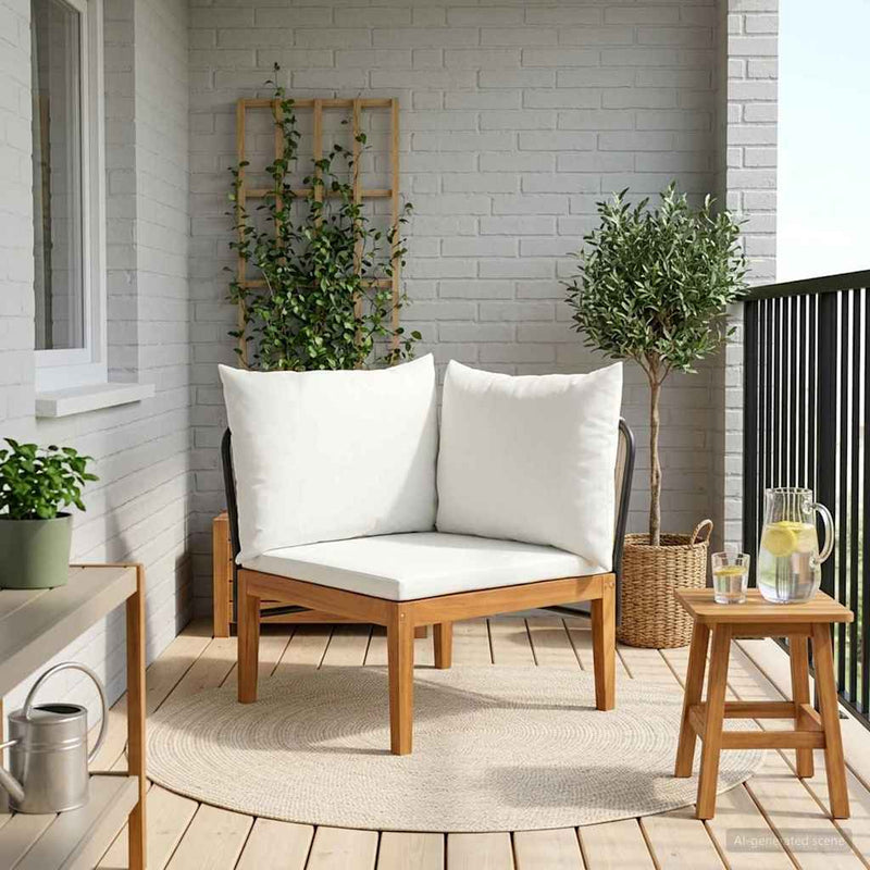 Sofa de grădină colțar cu perne natural