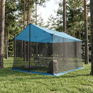 Cort de camping cu pereți din plasă 340 x 260 x 220 cm albastru