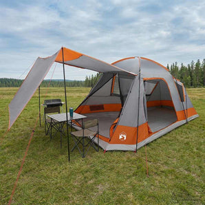 Tent Cabină Gri și Portocalie 8 persoane Poliester și oțel