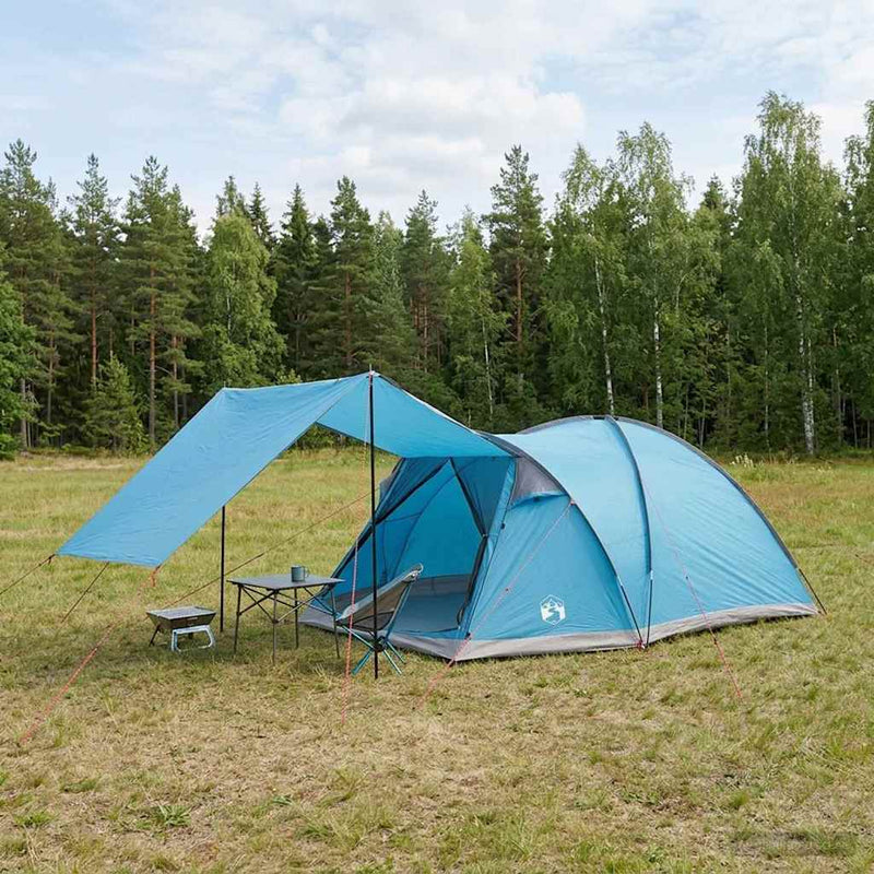 Tent Cabină cu acoperiș albastru 6 persoane Poliester și oțel