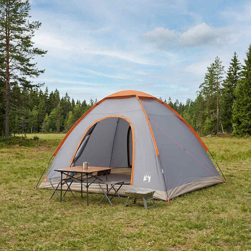 Cort de Camping 4 persoană Gri și Portocalie