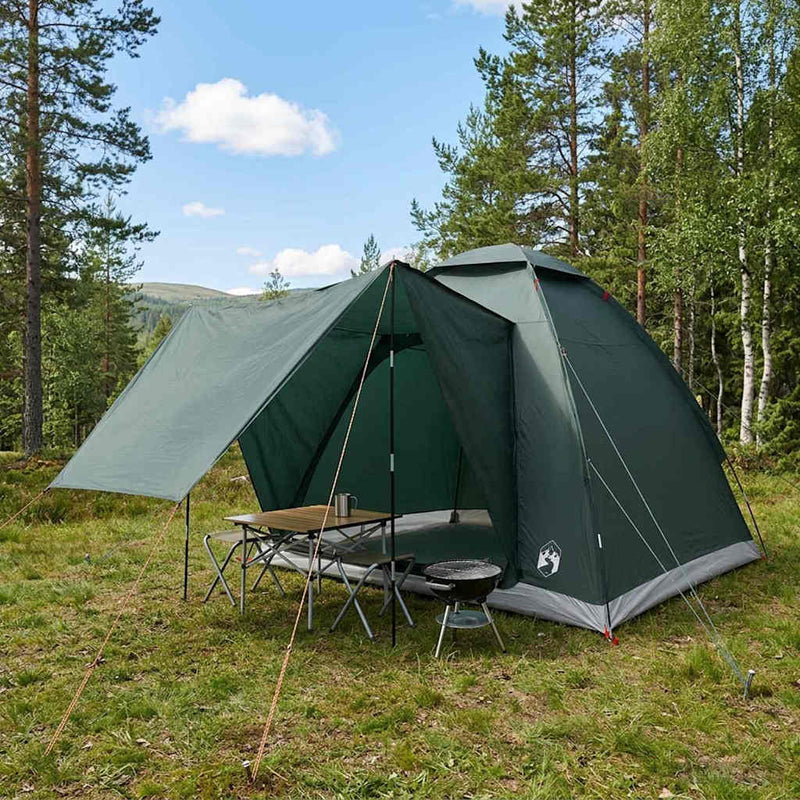 Cort de Camping 2 persoană Verde Army Poliester și oțel