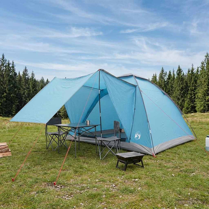 Cort de Camping 4 persoană albastru Poliester și oțel