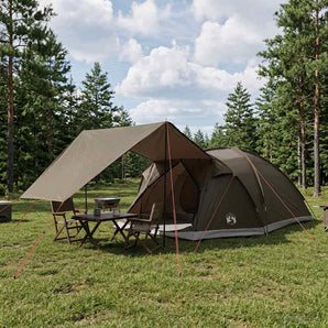 Tent Cabină Gri cărămiziu 8 persoane Poliester și oțel