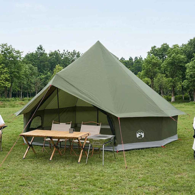 Cort Tipi 10 persoană Verde Army Poliester și oțel