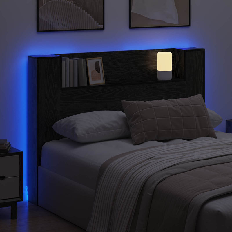 Cadran cu LED Stejar Negru Lemn prelucrat