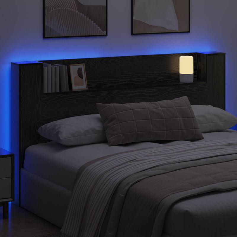 Cadran cu LED Stejar Negru Lemn prelucrat