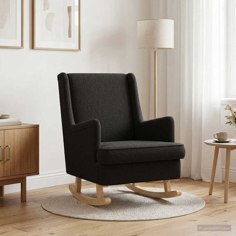 Scaun balansoar Negru 62 x 80 x 85 cm Bouclé