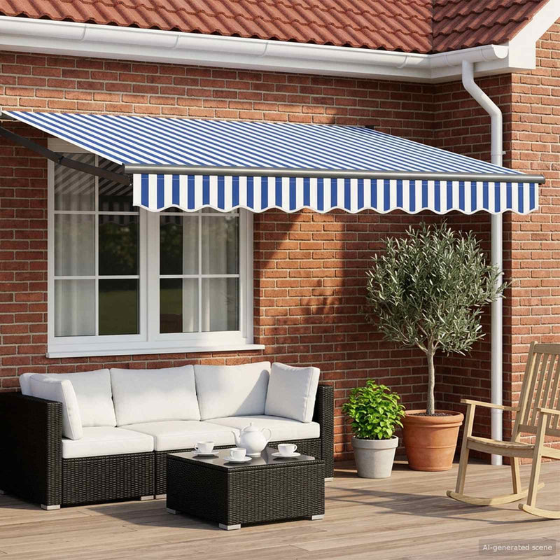 Copertină retractabilă Albastru și Alb 3,5 x 2 m