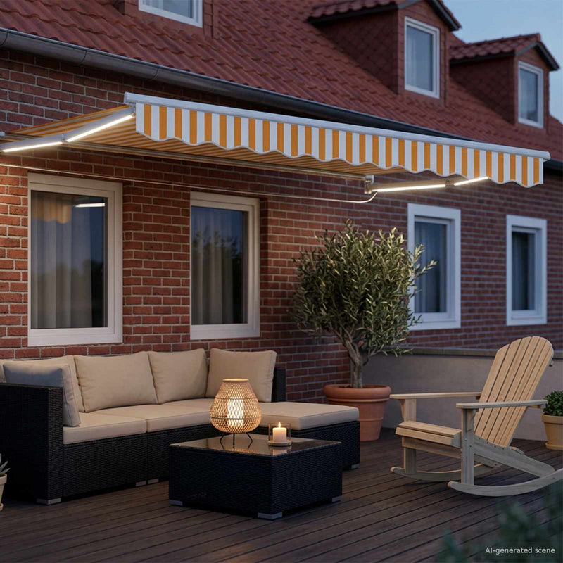 Marchiză retractabilă manuală cu led-uri 3 x 2,5 m