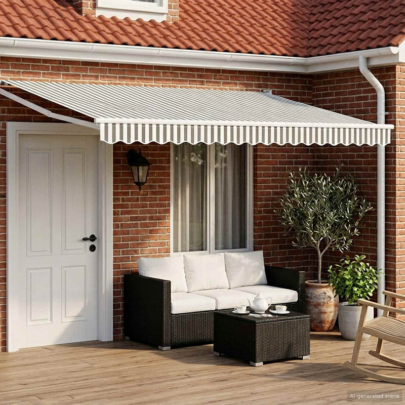 Marchiză retractabilă manuală cu led-uri 4,5 × 3 m