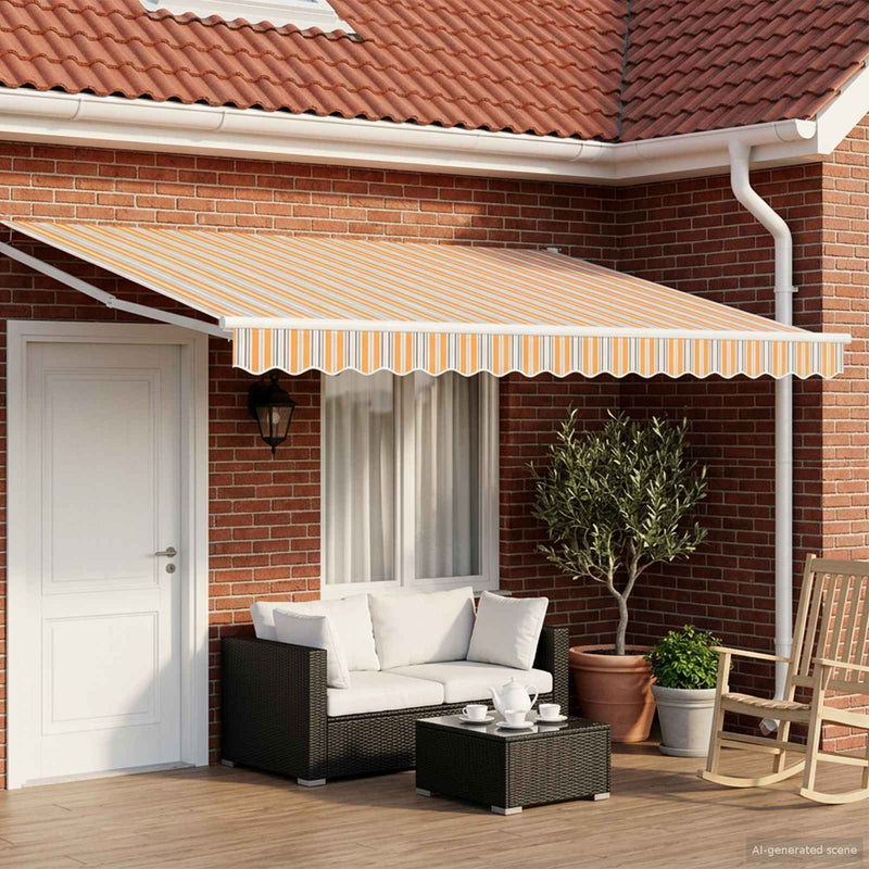 Marchiză retractabilă manuală cu led-uri 4,5 × 3 m