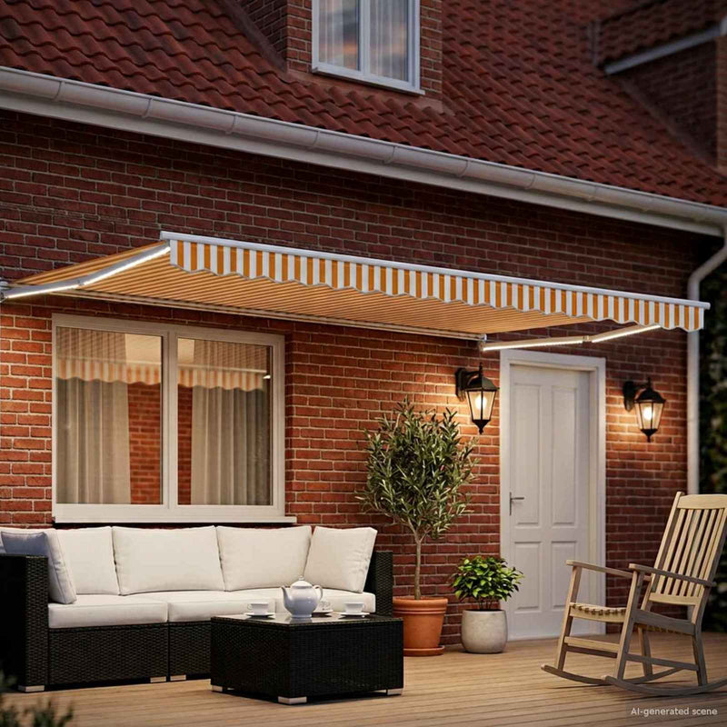 Marchiză retractabilă manuală cu led-uri 5 x 3 m