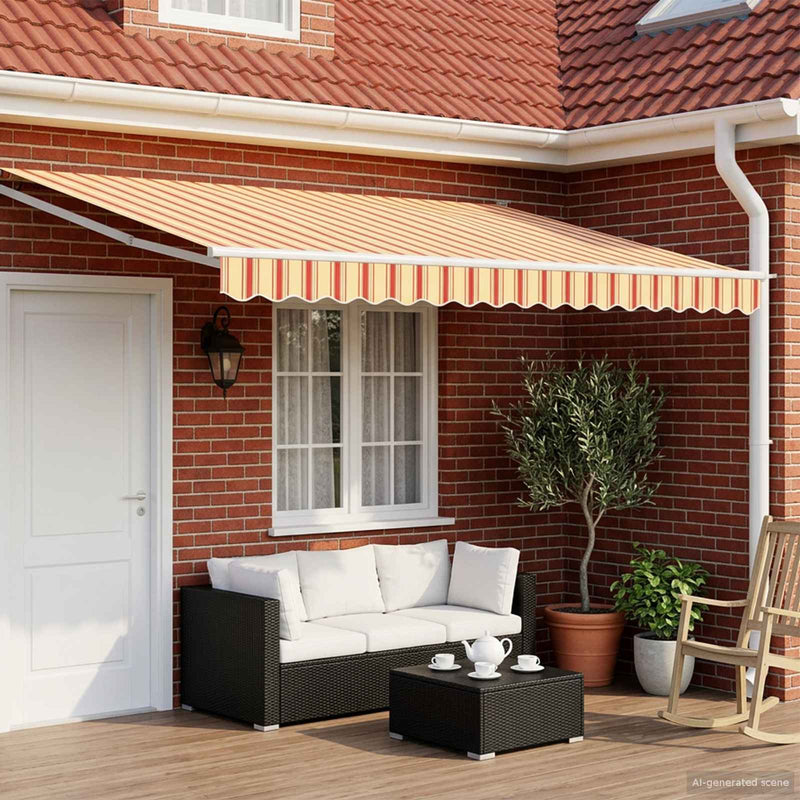 Marchiză retractabilă manuală cu led-uri Multicolour 5 x 3 m