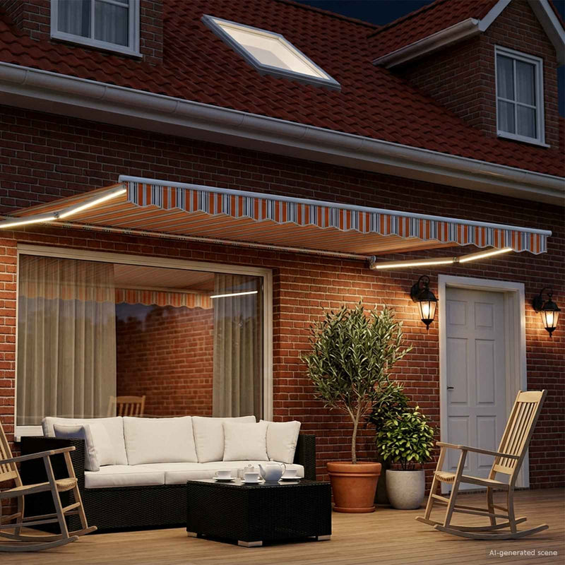 Marchiză retractabilă manuală cu led-uri 5 x 3 m