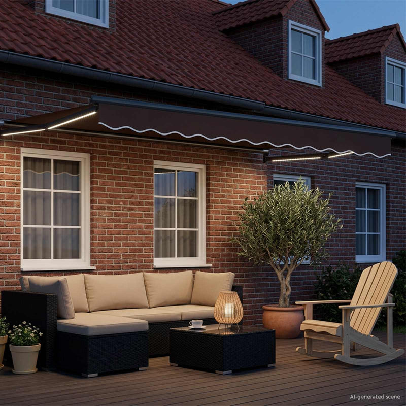 Marchiză retractabilă manuală cu led-uri 3,5 x 2 m