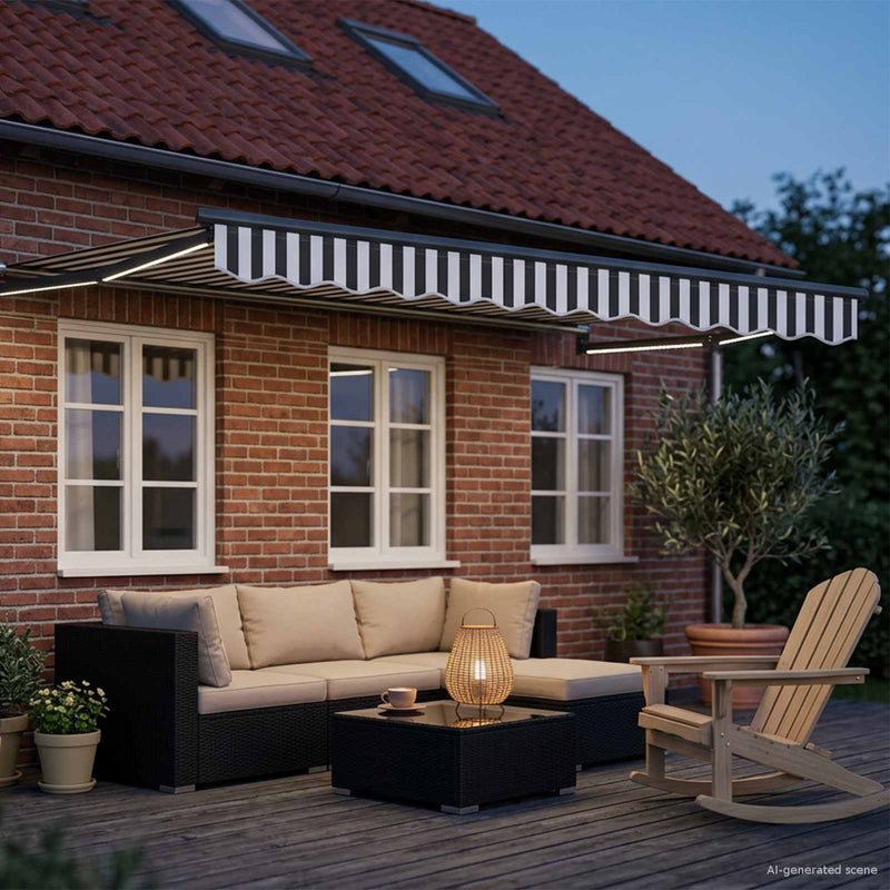 Marchiză retractabilă manuală cu led-uri 3,5 x 2 m