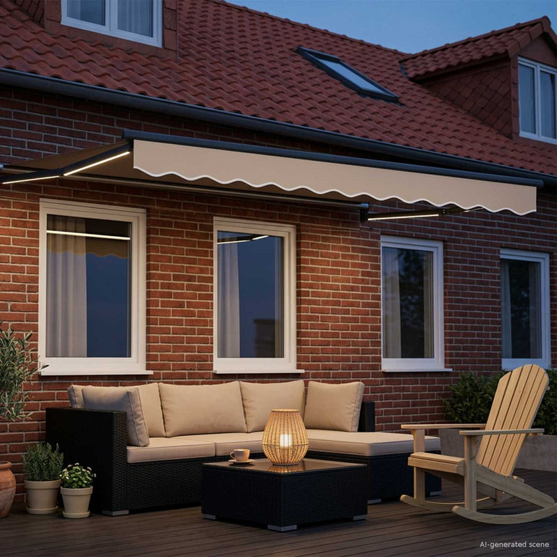 Marchiză retractabilă manuală cu led-uri 3 x 2,5 m