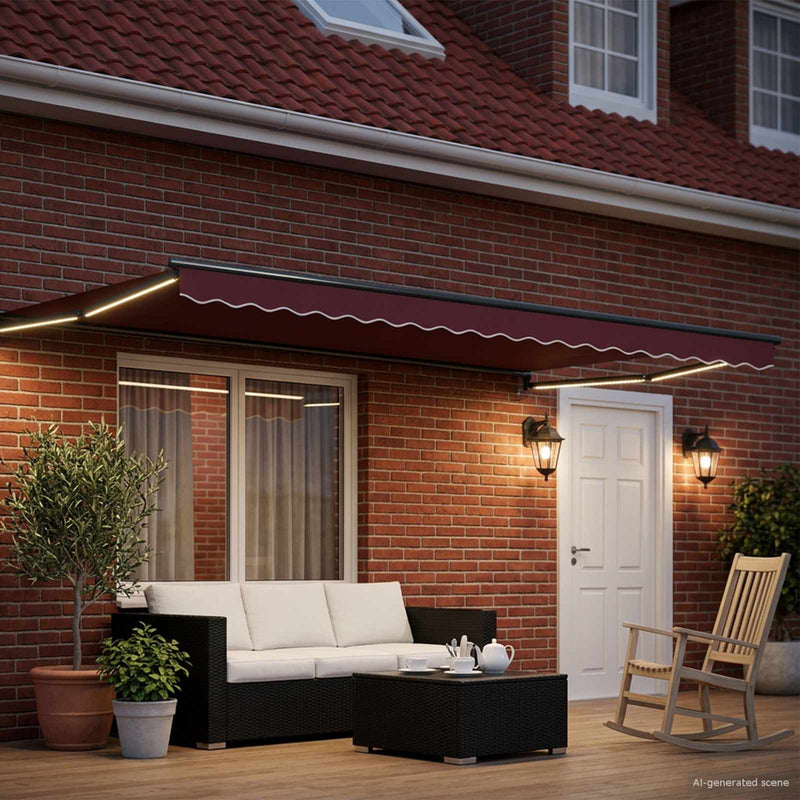 Marchiză retractabilă manuală cu led-uri 4 × 3 m