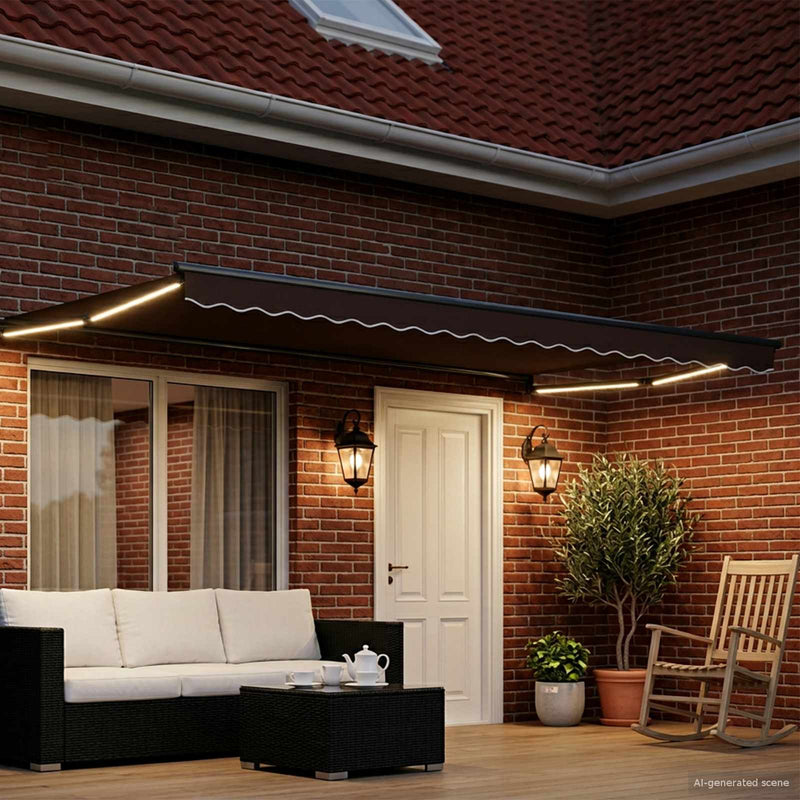 Marchiză retractabilă manuală cu led-uri 4 × 3 m