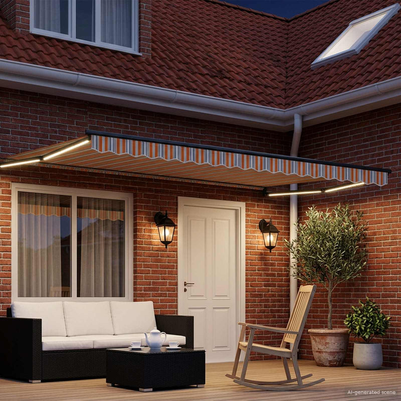 Marchiză retractabilă manuală cu led-uri 4 × 3 m