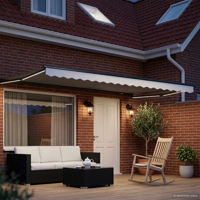 Marchiză retractabilă manuală cu led-uri 4 × 3 m