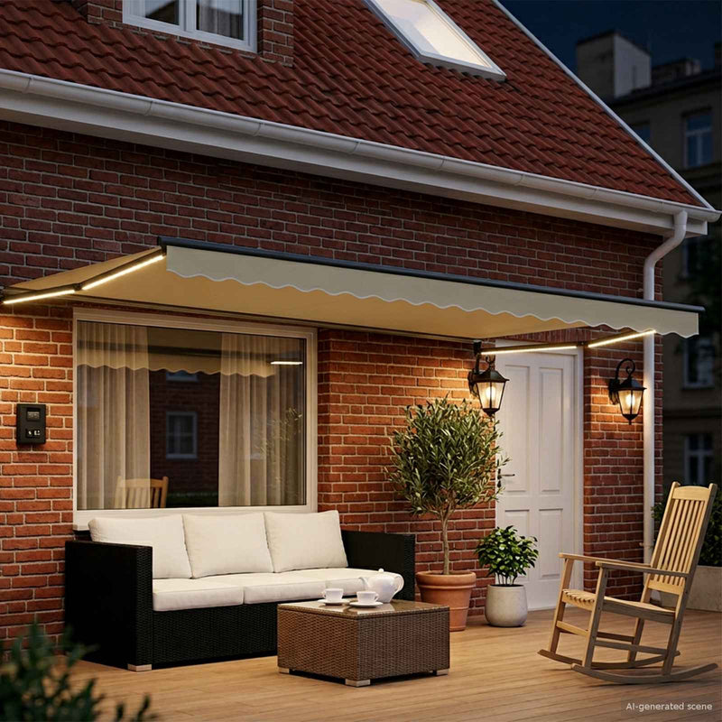 Marchiză retractabilă manuală cu led-uri 4,5 × 3 m