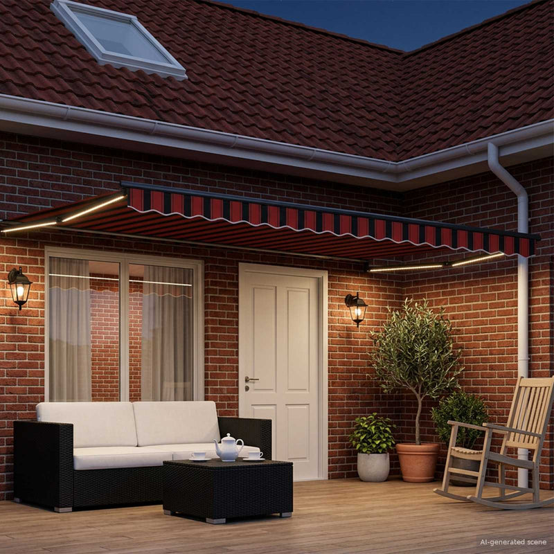 Marchiză retractabilă manuală cu led-uri 4,5 × 3 m